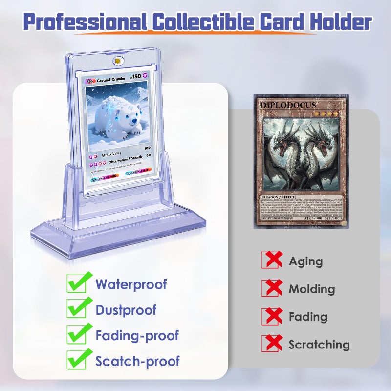 Kitoyz 4Pcs Magnetic Card Holders for Trading Card  Baseball Card Protectors with 4 Stands  35pt Acrylic Hard Card Sleeves Case for Sports Cards  Game Cards  Standard Cards Storage and Display - Image 5